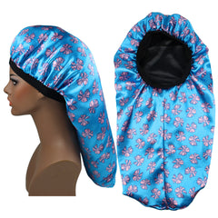 Flower Print Satin Bonnet Silk Sleep Cap for Women