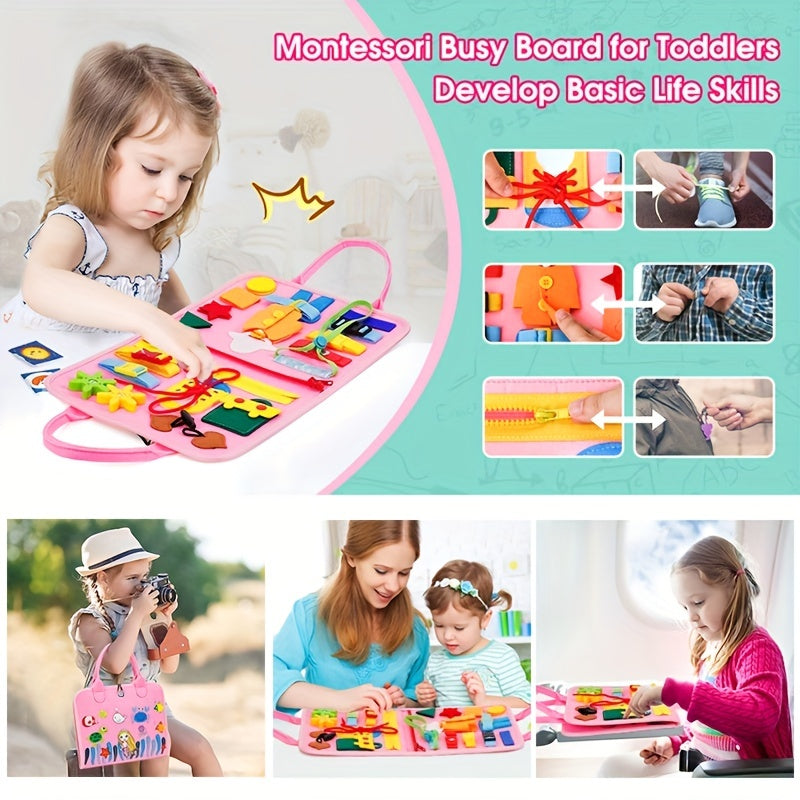 Montessori Busy Board Sensory Toy for Toddlers & Preschoolers