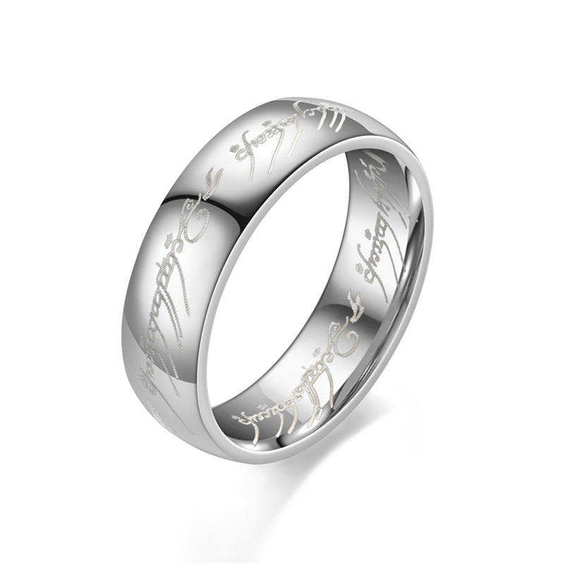 Men's Engraved Stainless Steel Ring Wedding Band