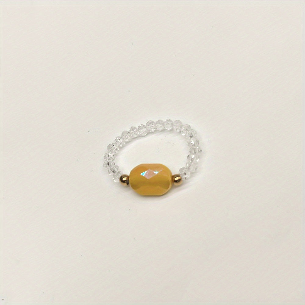 Colorful Crystal Glass Beads Ring for Women
