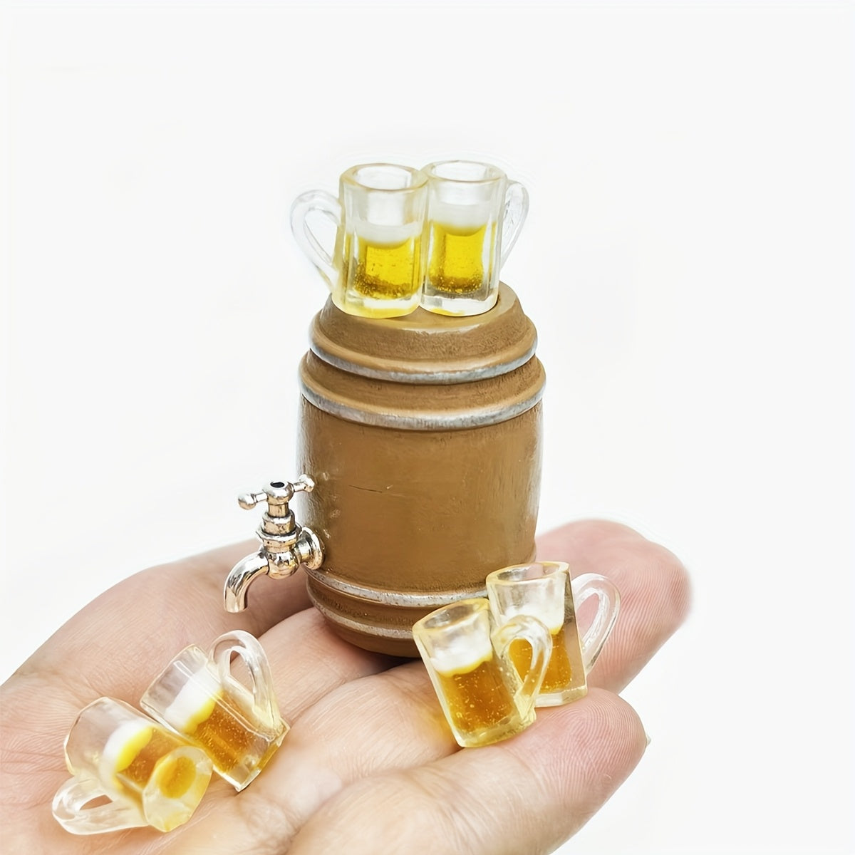 1:12 Scale Wooden Beer Barrel Set with Taps Realistic Dollhouse Accessories