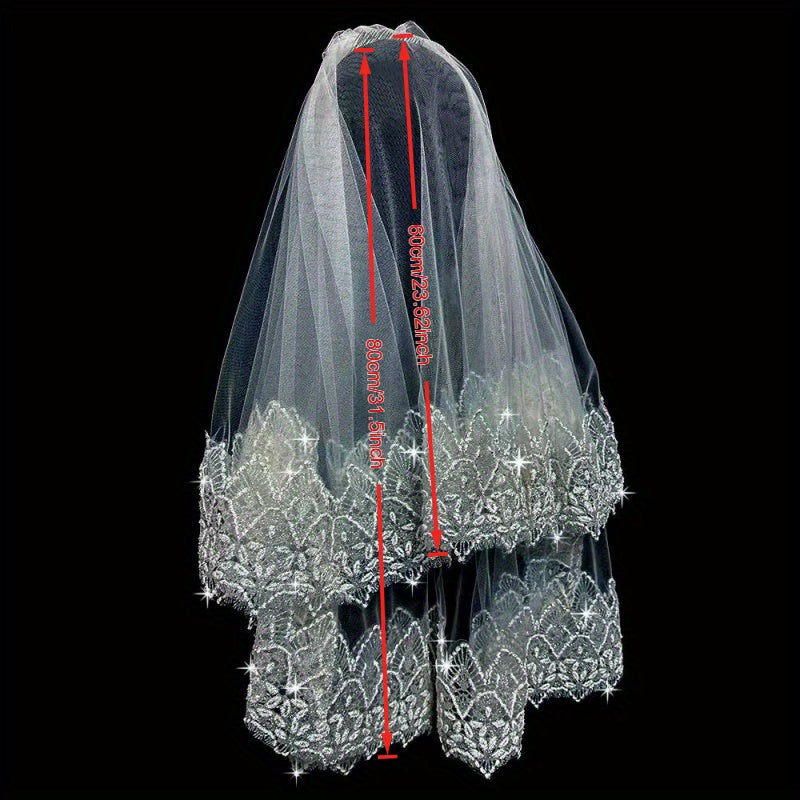 Sequin Veil & Lightweight Hairstyle for Beach Wedding Photos