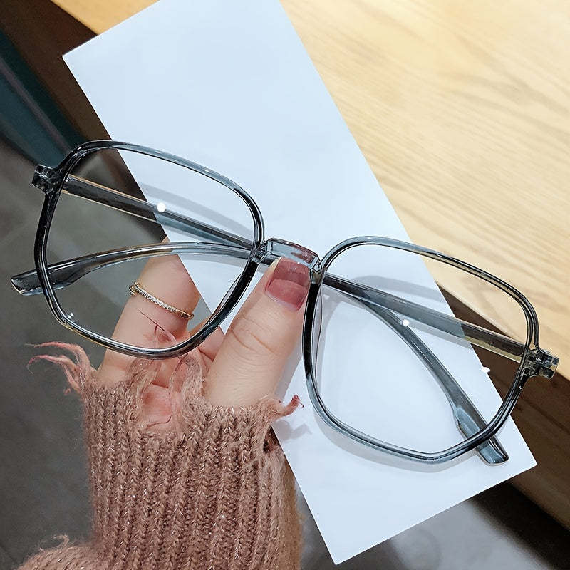 Large Polygon Eyeglass Frame Light Blocking Glasses Clear Lens