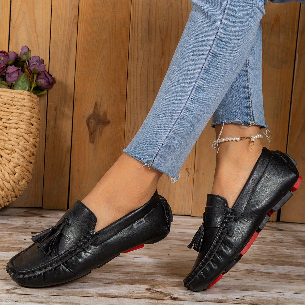 Women's Tassel Loafers Slip On Shoes - Lightweight & Casual