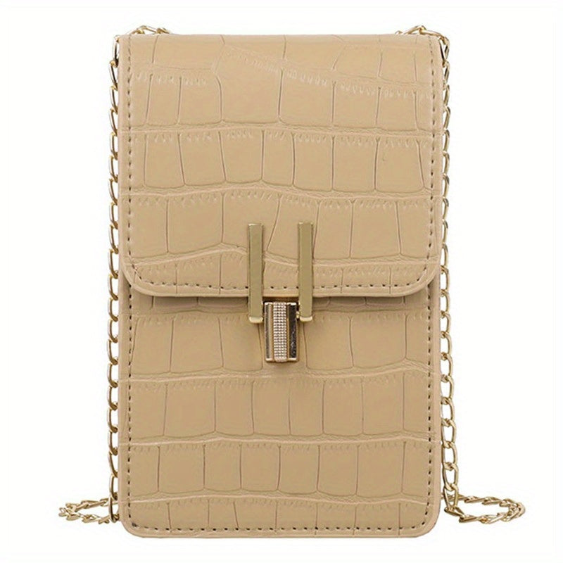 Crocodile Embossed Cell Phone Bag Mini Crossbody Purse