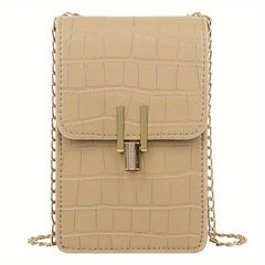 Crocodile Embossed Cell Phone Bag Mini Crossbody Purse