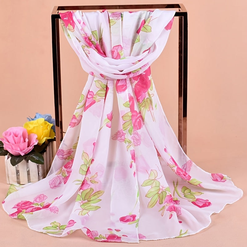 Chiffon Printed Silk Scarf Neckerchief Head Wrap Beach Women Shawl