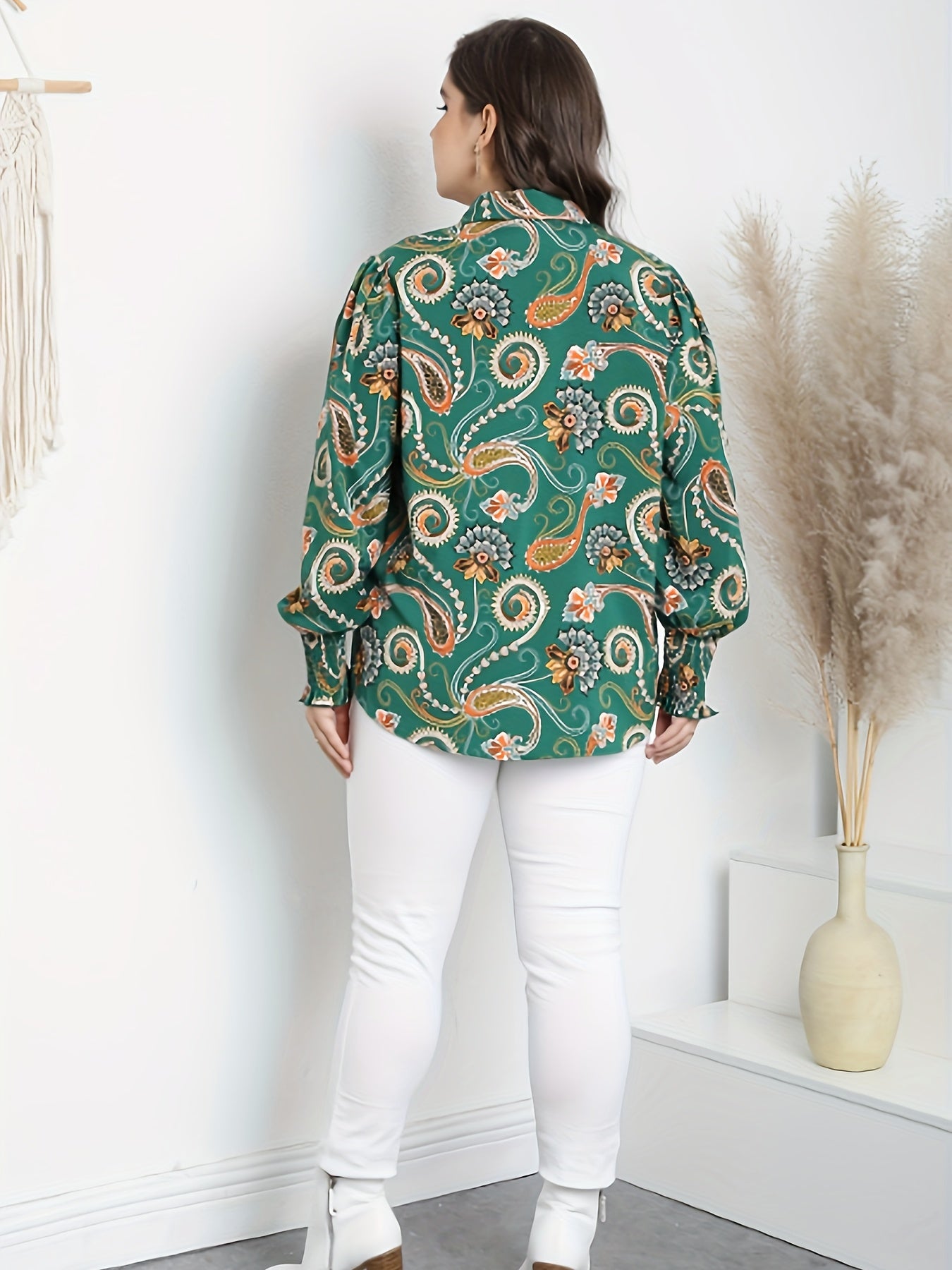  Paisley Floral Print Boho Blouse