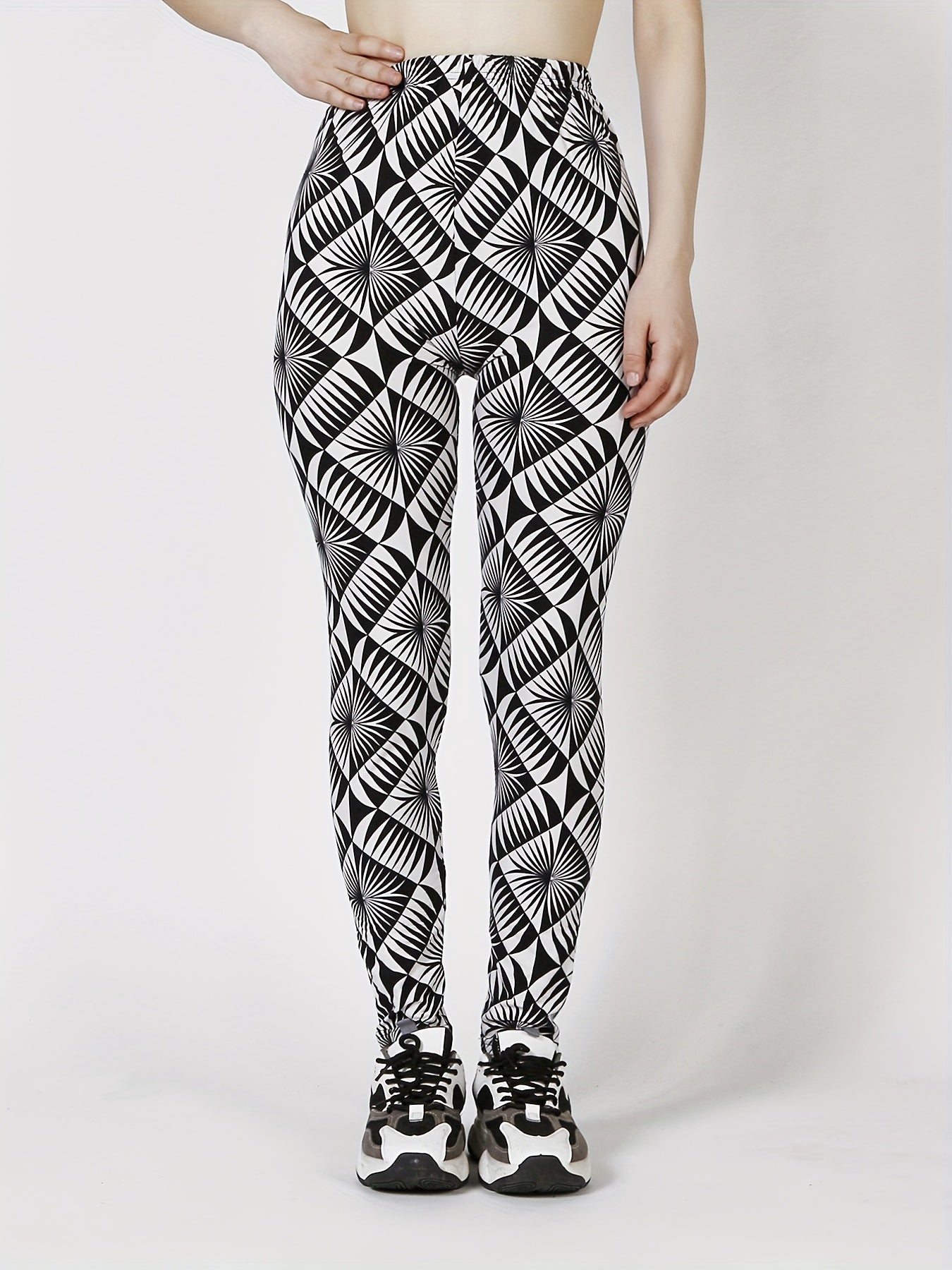 Casual Stretchy Allover Print Skinny Leggings