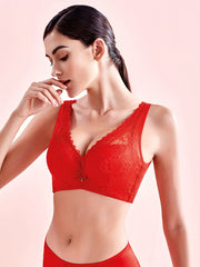 Lace Push Up Bra Breathable Wide Straps Underwear
