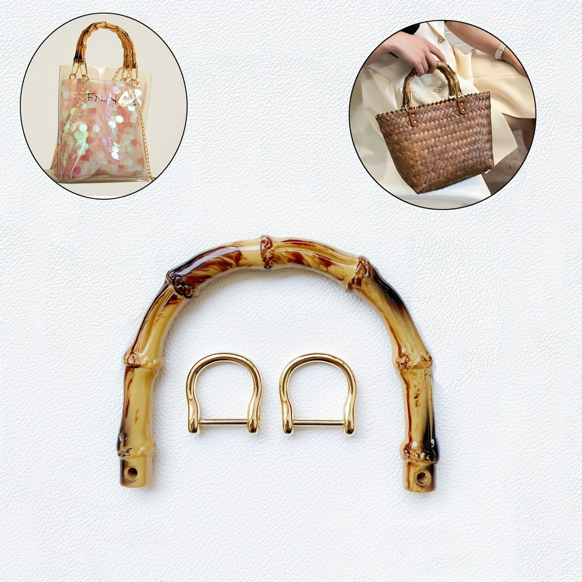 Faux Bamboo U Shape Handle For Handbag Vintage DIY Accessories