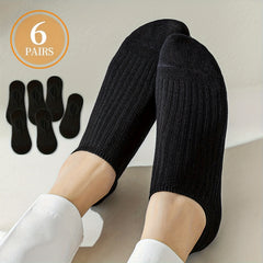 6 Pairs Solid Ankle Socks Soft Lightweight Women's Stockings