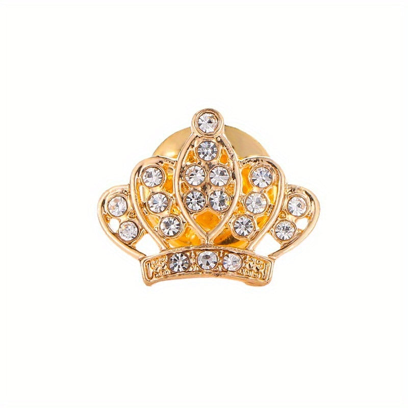 Fashionable Diamond Horse Needle Crown Brooch for Men's Suits Shirts