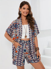 Cachemire Print Kimono & Shorts Set