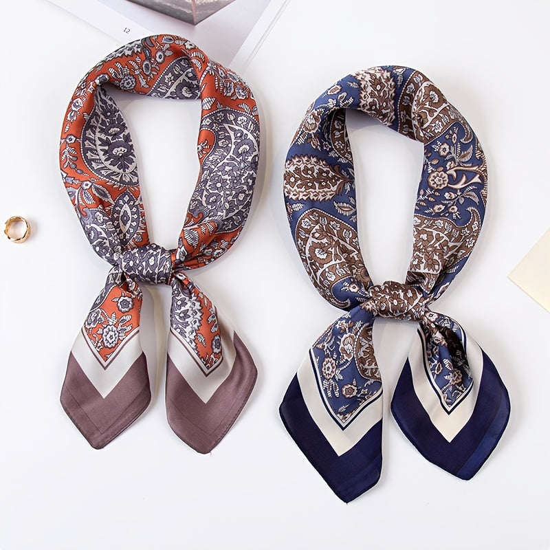 Vintage Print Thin Scarf Small Shawl Neckerchief