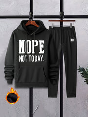 Men's Casual Long Sleeve T Shirt Hooded Sweatshirt & Joggers Set