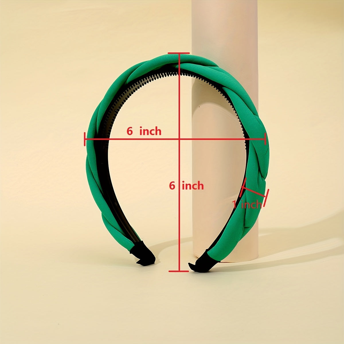 Green Braided Fabric Headband Twisted Padded Hairband for Woman