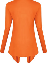  Solid Long Sleeve Open Front Cardigan