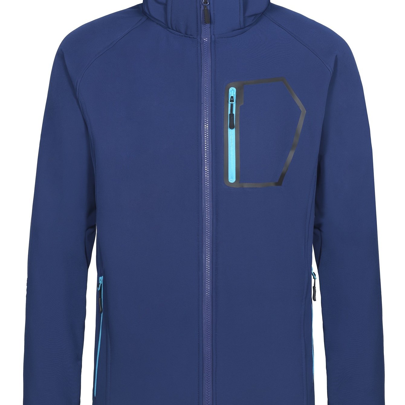 Men's Casual Hooded Softshell Jacket Zipper Pockets Windbreaker