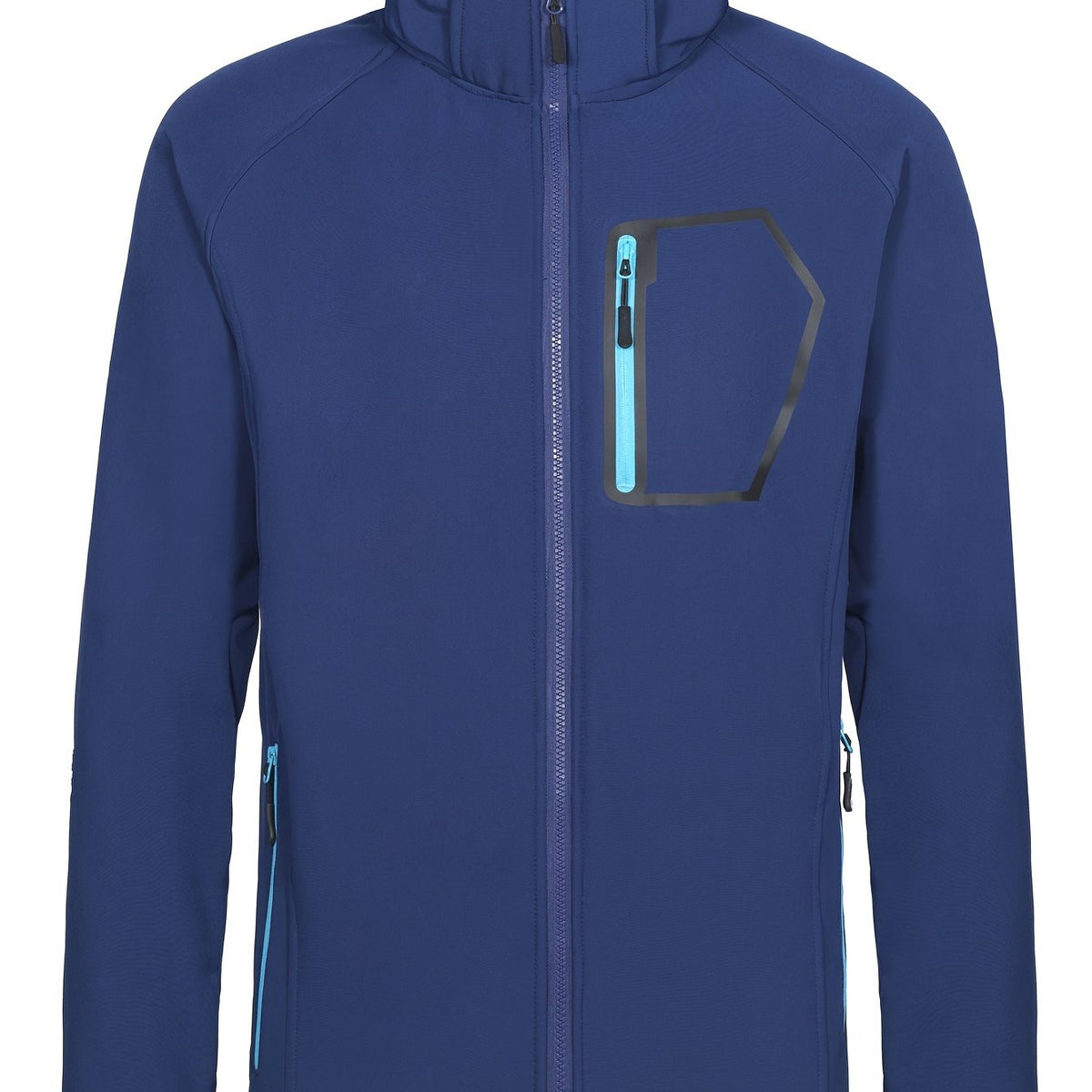 Men's Casual Hooded Softshell Jacket Zipper Pockets Windbreaker