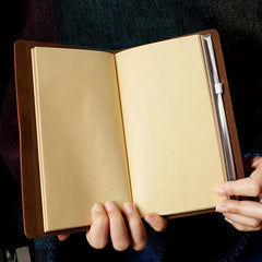 1pc Family Sequence Leather Notebook Son Retro Notebook A6 With 144 Pages