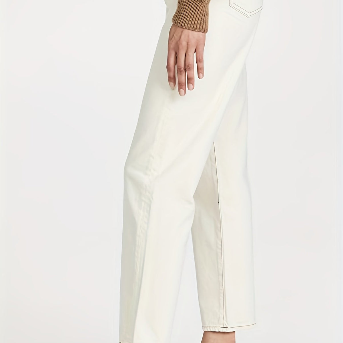 Straight Leg Denim Pants Loose Fit Ankle Length Jeans