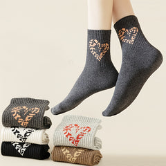 Heart Print Socks Soft Mid Tube Stockings Women's Hosiery