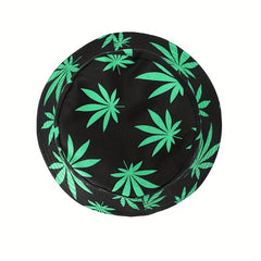 Leaf Print Reversible Bucket Hat Casual Sun Hat For Fishing Travel