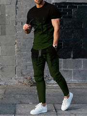 Ink Pattern Men's 2 Piece Outfits T-shirt & Sweatpants Set