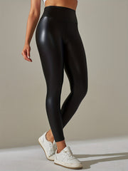 Women's Plus Solid Faux Leather High Rise Medium Stretch Skinny Trousers