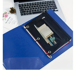 6-Piece Binder Pencil Case with Zipper & Rivet Reinforcement