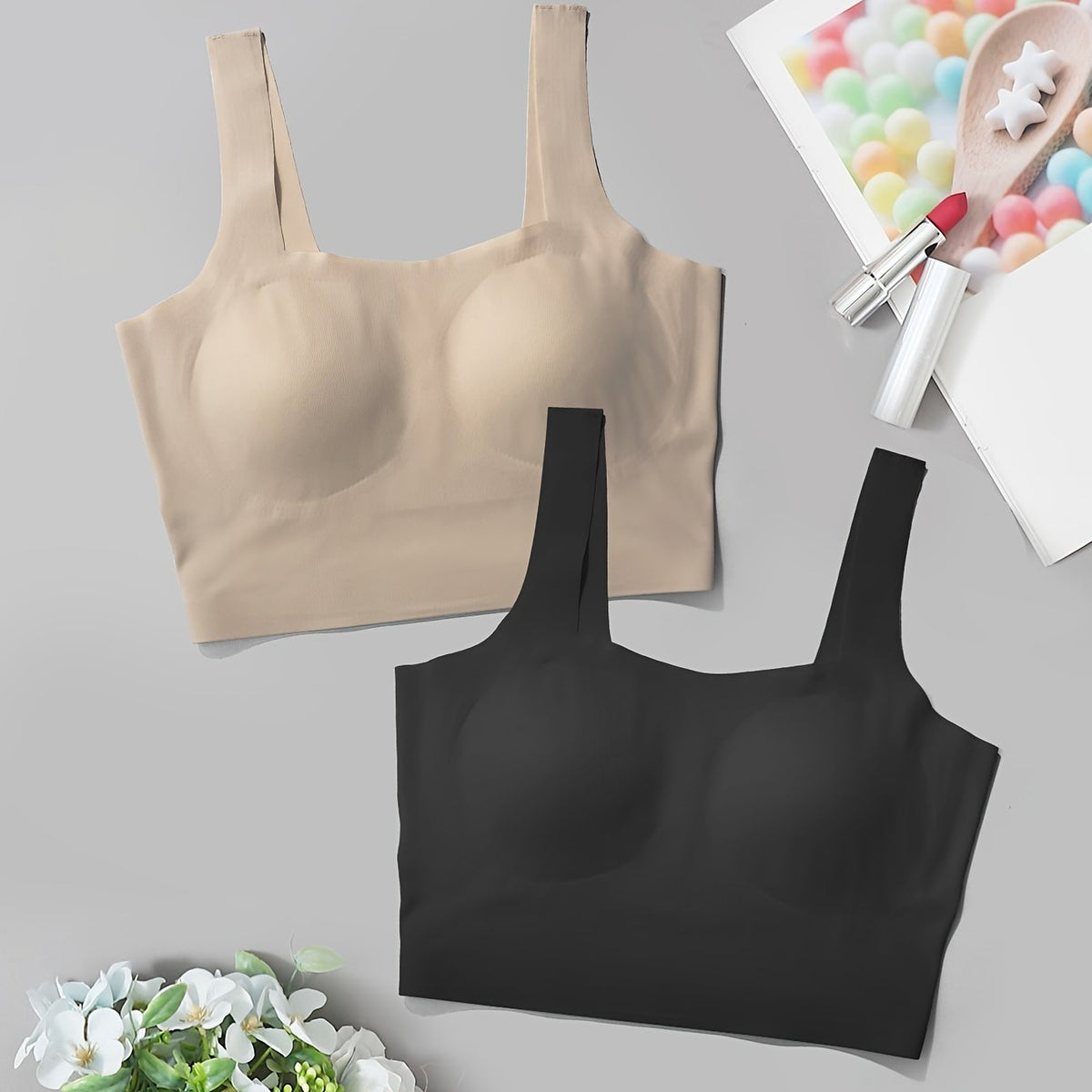 2pcs Seamless Wireless Comfort Bras Full Coverage Intimates Women's Lingerie