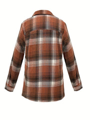  Plaid Print Long Sleeve Button Up Shirt