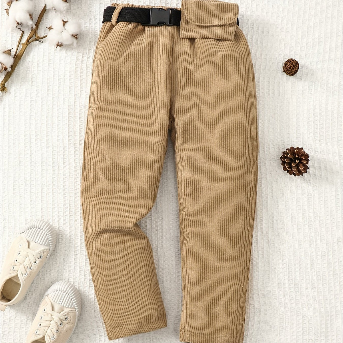 Boys Corduroy Long Pants With Waist Bag
