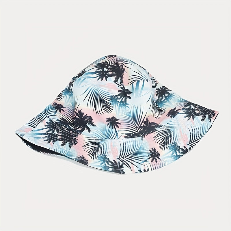 Coconut Tree Pattern Sunshade Bucket Hat for Outdoor Travel