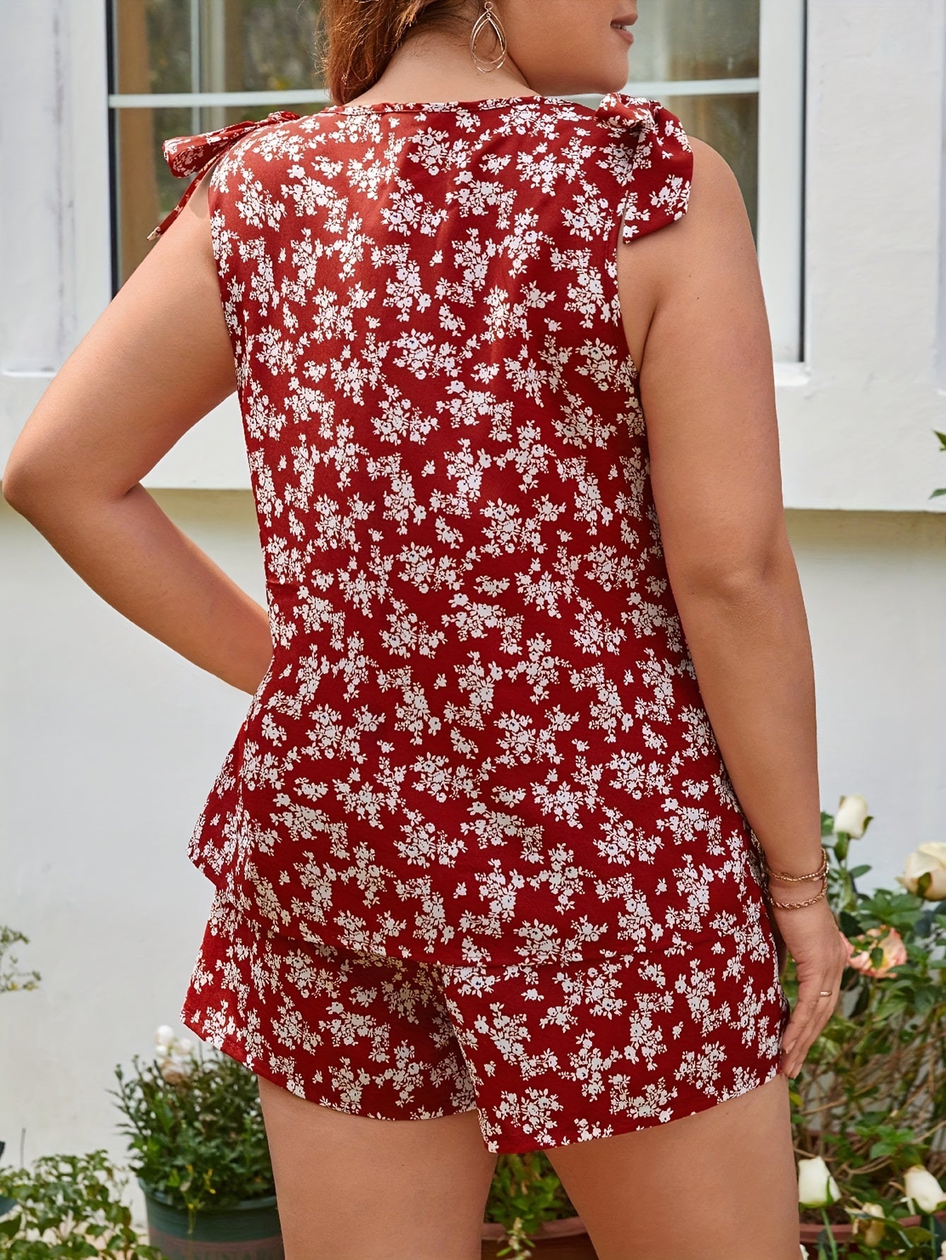  Floral Print Top & Shorts Set Women's Boho Outfit