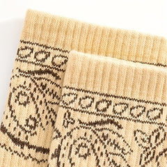 4 Pairs Geometric Pattern Socks Women's Mid Tube Stockings