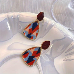 Irregular Patch Earrings Light Sense Square Round Face Jewelry