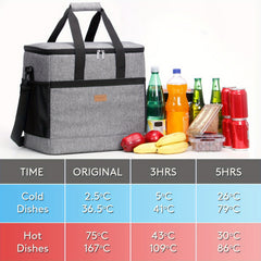 40L Collapsible Insulated Cooler Bag Leakproof Soft Tote for Camping BBQ Outdoor