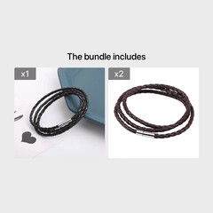 Weiy Leather Braided Bracelet Wristband Vintage Cuff Friendship Couple Bracelet