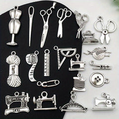 21 PCS Antique Silvery Sewing Machine Series Pendants for DIY Jewelry