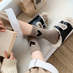 Heart Print Socks Soft & Comfy Mid Tube Women's Stockings