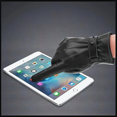 Winter Thick PU Leather Gloves For Men - Cycling Skiing Warm Glove