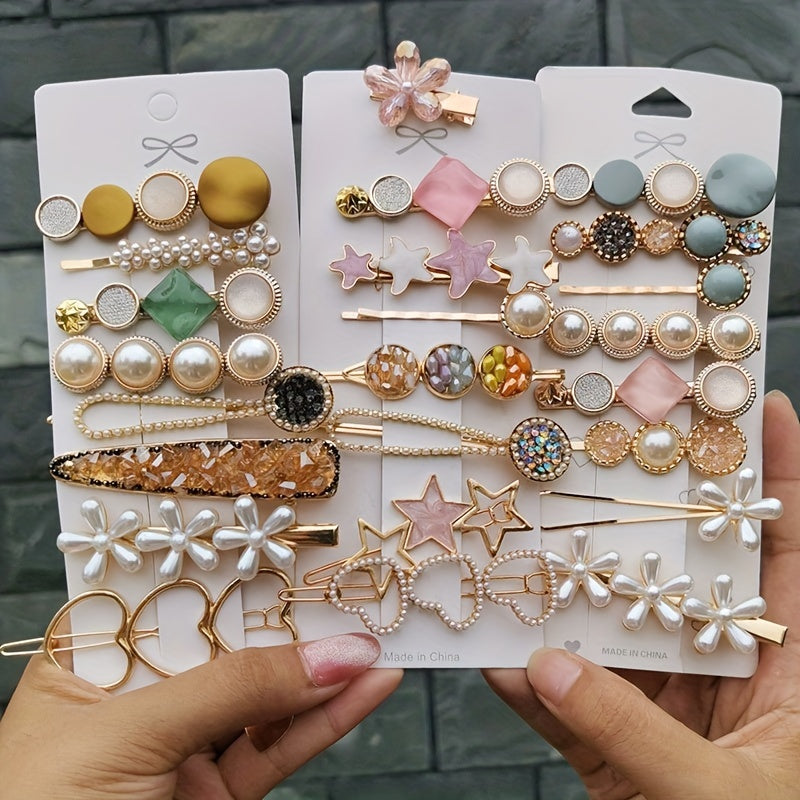 Pearl Rhinestone Hair Clip for Women Girls