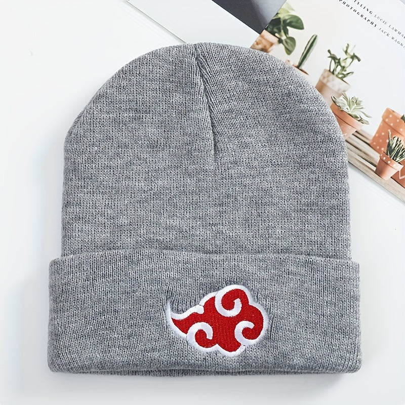 Men's Knit Hat Red Cloud Embroidery Anime Style Beanie
