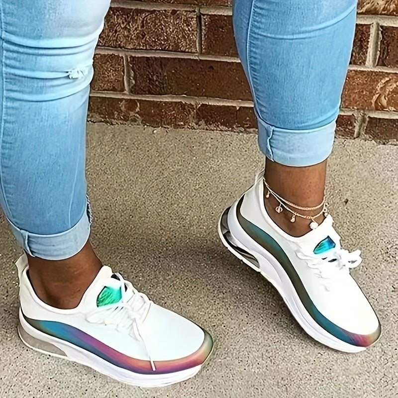 Women's Colorblock Sneakers Low Top Lace Up Walking Shoes