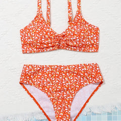 Girls Floral Bikini Set Cami Top & Briefs Beach Vacation