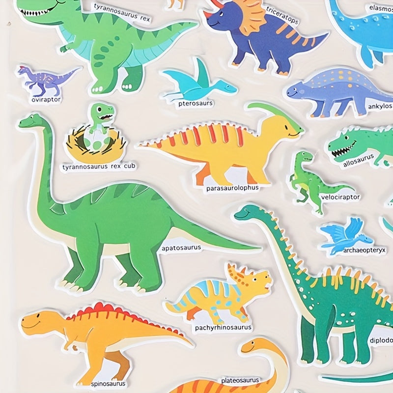 Reusable Waterproof Sticker Book Kids Double Sided Dinosaurs Animals & Vehicles