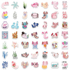 100 Axolotl Stickers Cartoon Anime Self Adhesive Waterproof Hand Bill Stickers