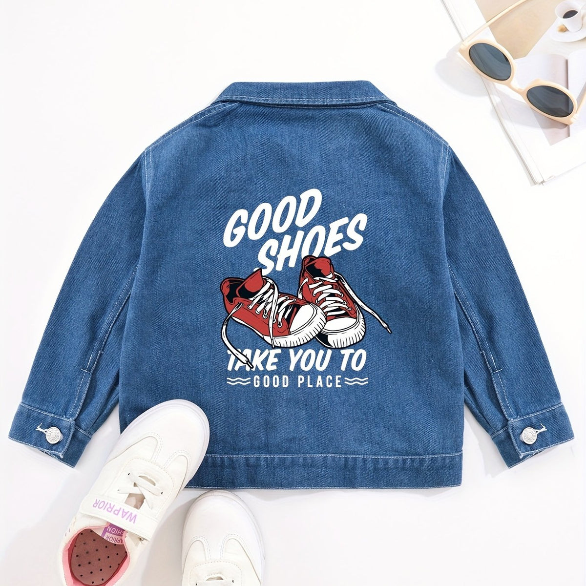 Boys Casual Shoes Print Denim Jacket Button Down Coat